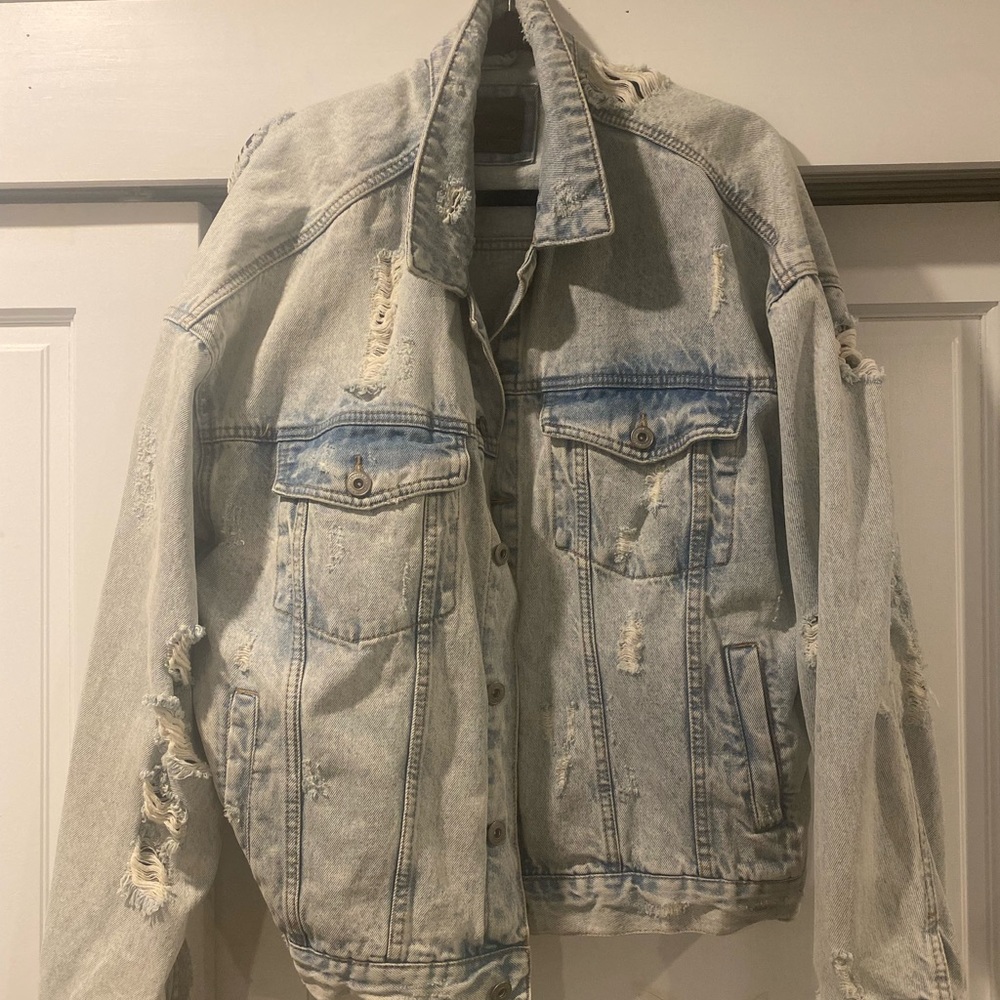 Zara mens distressed acid wash Jean jacket